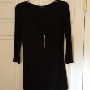 Express Black Zip Up Shirt Size L